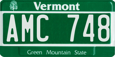 VT license plate AMC748