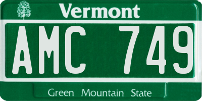 VT license plate AMC749