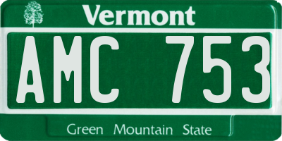 VT license plate AMC753