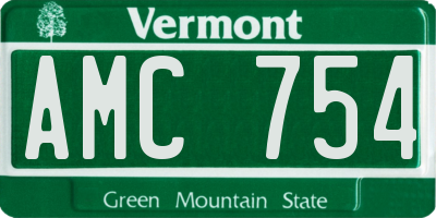 VT license plate AMC754