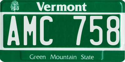 VT license plate AMC758