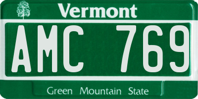 VT license plate AMC769