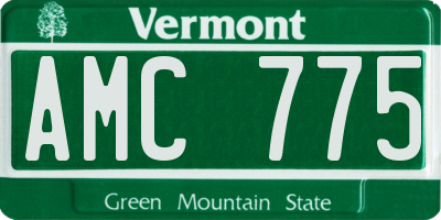 VT license plate AMC775