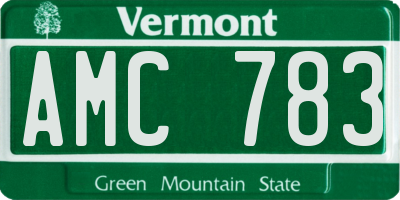 VT license plate AMC783