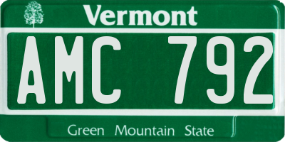 VT license plate AMC792