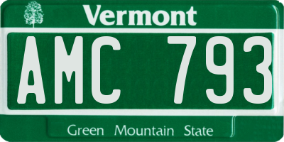 VT license plate AMC793