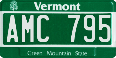 VT license plate AMC795