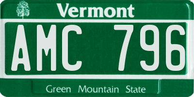 VT license plate AMC796