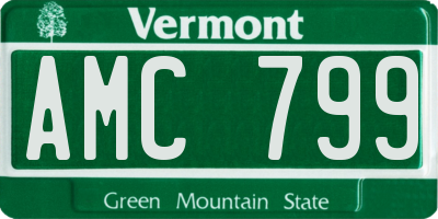 VT license plate AMC799