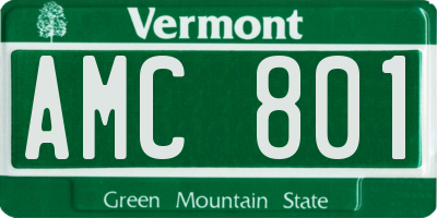 VT license plate AMC801