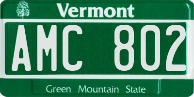 VT license plate AMC802