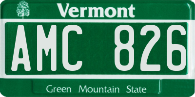VT license plate AMC826