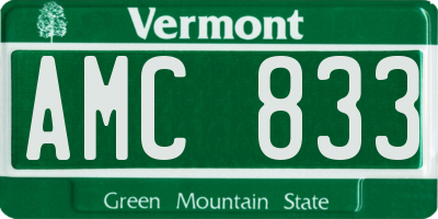 VT license plate AMC833