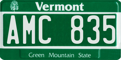 VT license plate AMC835