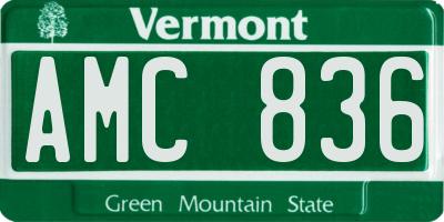 VT license plate AMC836