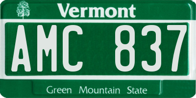 VT license plate AMC837