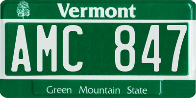 VT license plate AMC847
