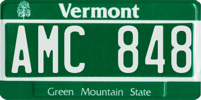 VT license plate AMC848