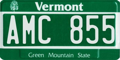 VT license plate AMC855