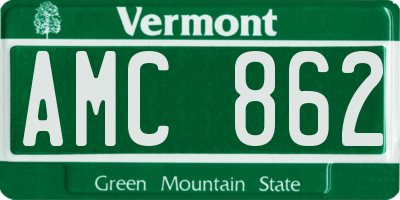 VT license plate AMC862