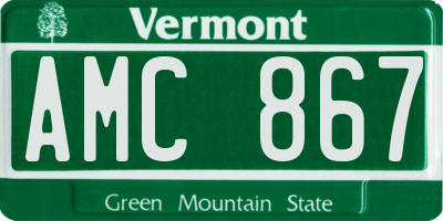 VT license plate AMC867