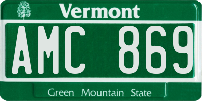 VT license plate AMC869