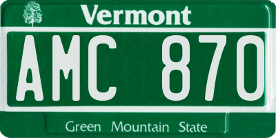 VT license plate AMC870