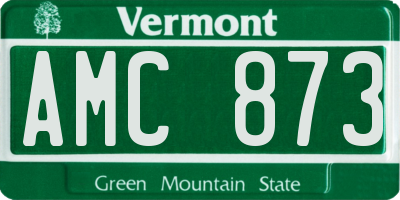 VT license plate AMC873