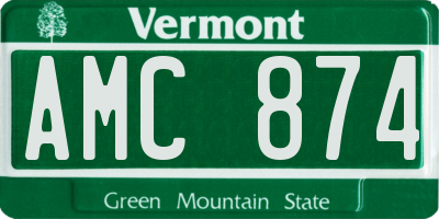 VT license plate AMC874