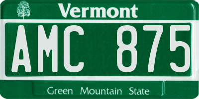 VT license plate AMC875