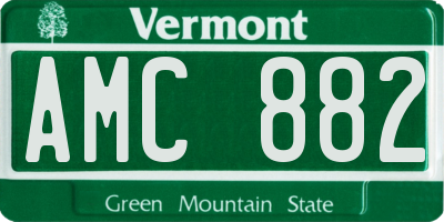 VT license plate AMC882