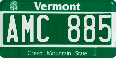 VT license plate AMC885