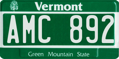VT license plate AMC892