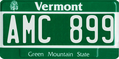 VT license plate AMC899