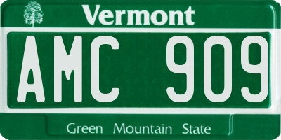 VT license plate AMC909