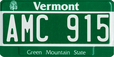 VT license plate AMC915