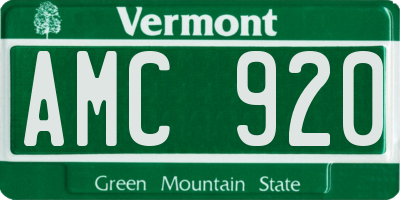 VT license plate AMC920