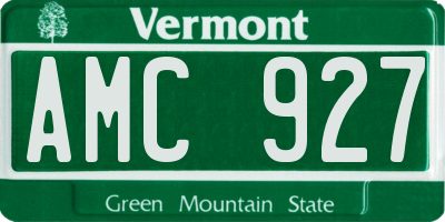 VT license plate AMC927