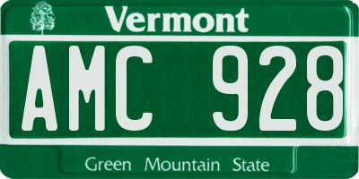 VT license plate AMC928