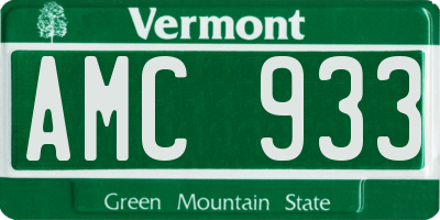 VT license plate AMC933