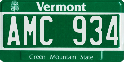 VT license plate AMC934