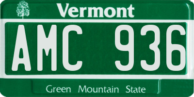VT license plate AMC936