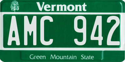 VT license plate AMC942