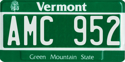VT license plate AMC952