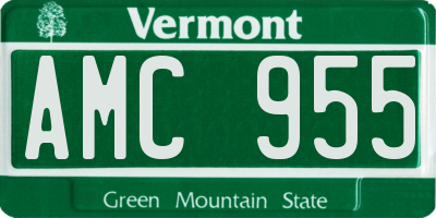 VT license plate AMC955