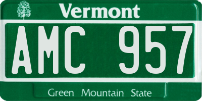 VT license plate AMC957