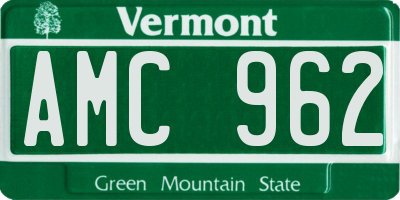 VT license plate AMC962