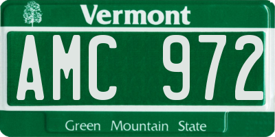 VT license plate AMC972