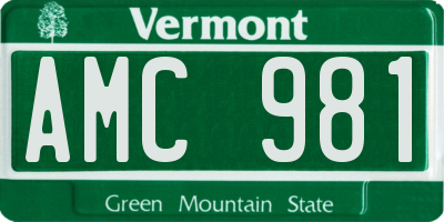 VT license plate AMC981