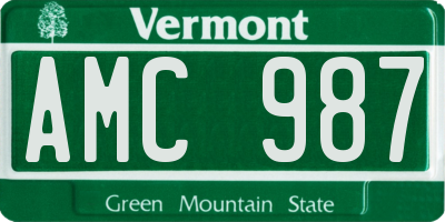 VT license plate AMC987
